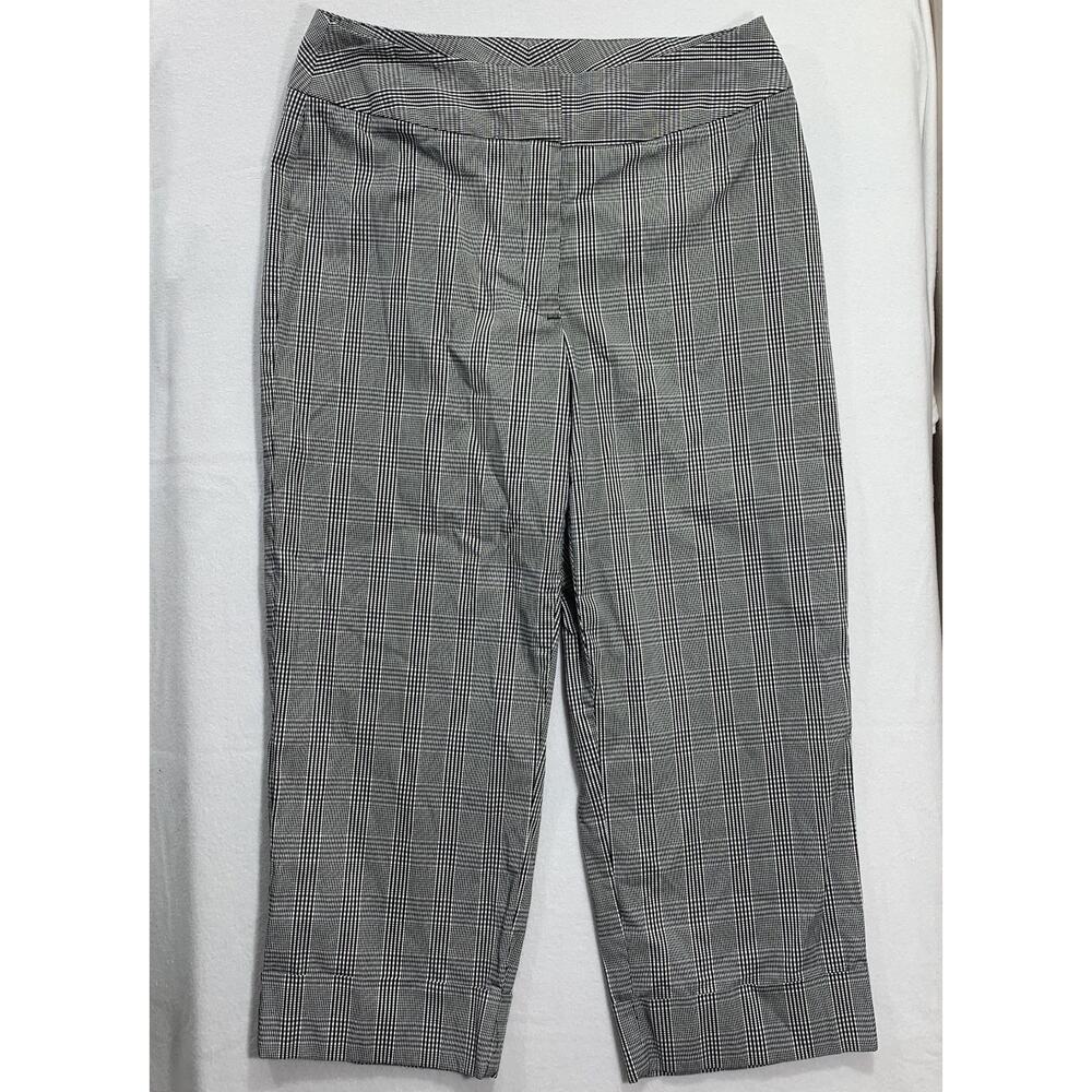 Liz Claiborne Lizsport Audra Pants Womens 10Black White GlenPlaid Cropped Cuffed